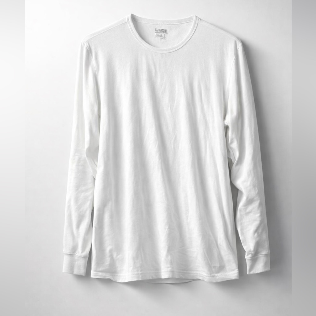 32 Degrees Heat Brand  Mens Long Sleeve Crewneck Shirt  White  L